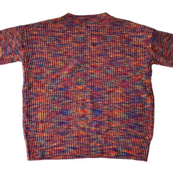 Bright rainbow multicolour space dye jumper round neck Temt NWOT S - Picture 4 of 9